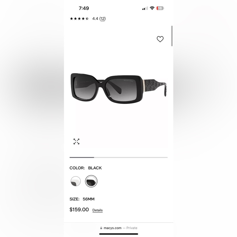 Michael Kors Black Sunglasses